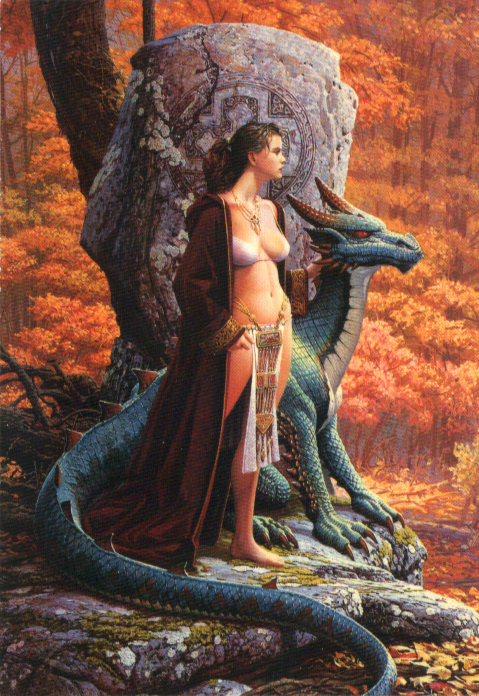 celtic girl and dragon