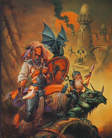 girl warrior and dragon